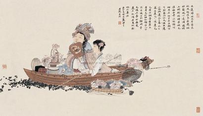 吴浩 2011年作 采莲图 镜心