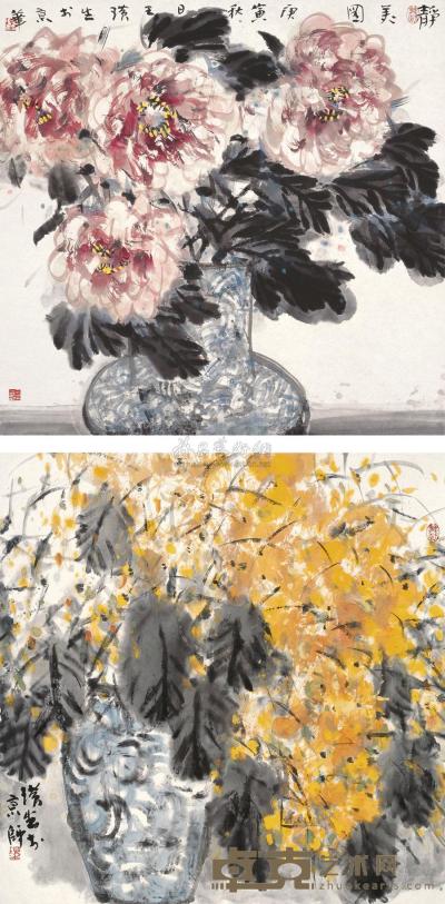 王璜生 2010年作 秋思 （二帧） 镜心 69×69cm×2