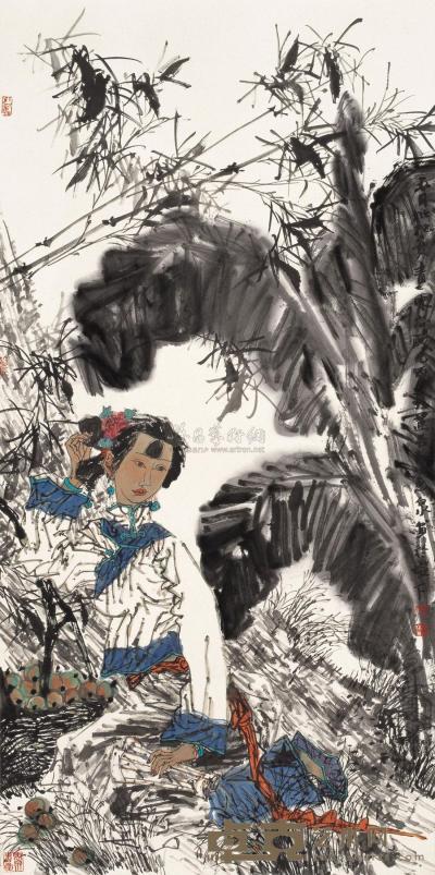徐惠泉 2005年作 五月枇杷实 镜心 135×67cm
