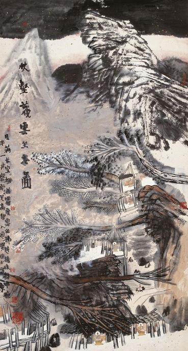 姚鸣京 2010年作 秋壑观云 镜心
