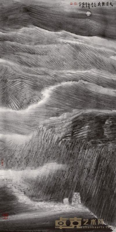 刘国强 2009年作 大漠静夜 镜心 136×68cm