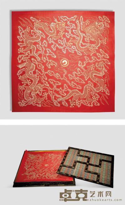红地金彩绘龙纹宫绢 （五十张） 64.5×64.5cm