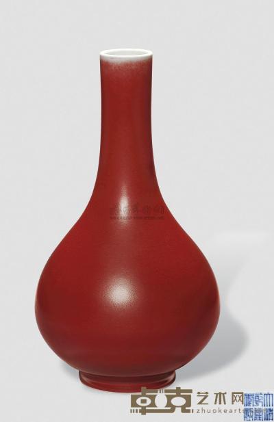 清乾隆 霁红釉直径瓶 高27cm