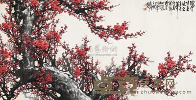 王成喜 1991年作 红梅 镜心 174.5×91cm
