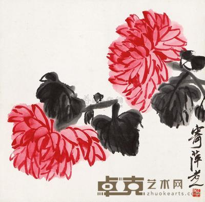 齐白石 菊花 镜心 33×34cm