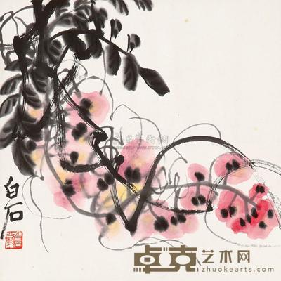 齐白石 紫藤 镜心 33×34cm