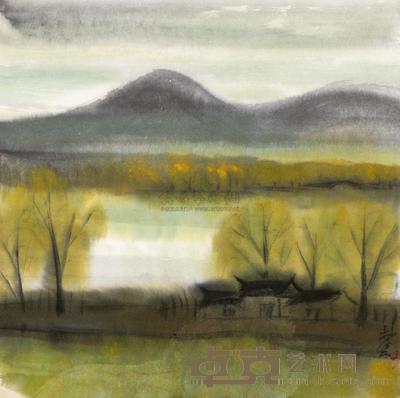 林风眠 西湖秋景 镜心 34.2×34.2cm