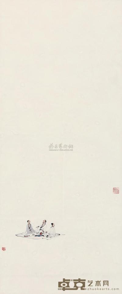 傅抱石 观瀑图 立轴 102×43.5cm