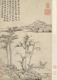 倪瓒 1364年作 桐露轩为约斋写山水轴 立轴