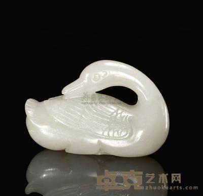 清中期 白玉鸭 长6cm