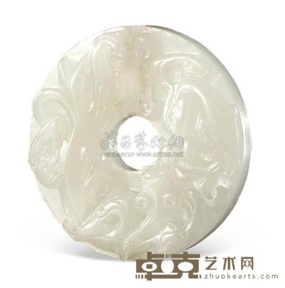 清 白玉螭龙乳丁纹璧形珮 直径5.8cm