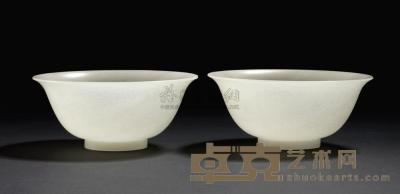 清中期 白玉碗 （二件） 直径14.4cm