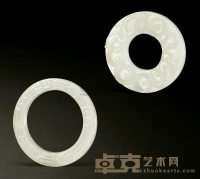 清中期 白玉螭龙乳钉环 直径5.9cm