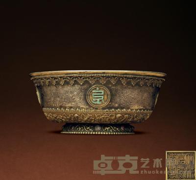 清嘉庆 银鎏金嵌宝石碗 直径16.8cm；高7.1cm