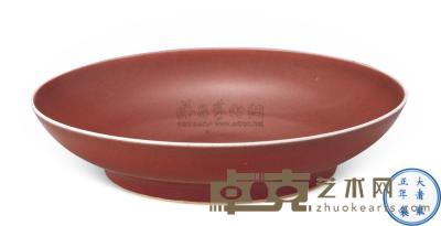 清雍正 霁红釉盘 直径16.3cm