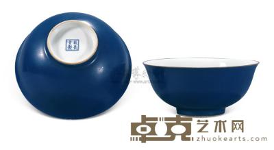 清乾隆 霁蓝釉碗 （二件） 直径17.1cm