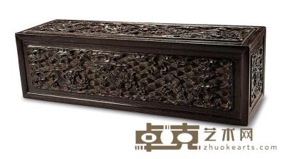 清中期 紫檀雕海水龙纹长方盒 33×10.2×13cm