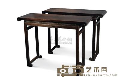 清乾隆 紫檀喷面琴桌 （二件） 108×36.7×82.6cm