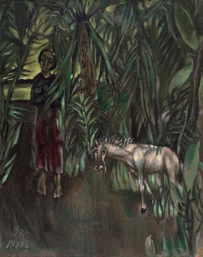 叶永青 1985年作 树后面的马和女人