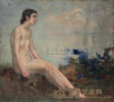 徐悲鸿 20世纪20年代 坐裸女 44.5×50.5cm