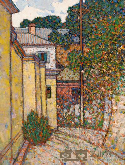 廖炯模 1994年作 山城小路 65×49cm