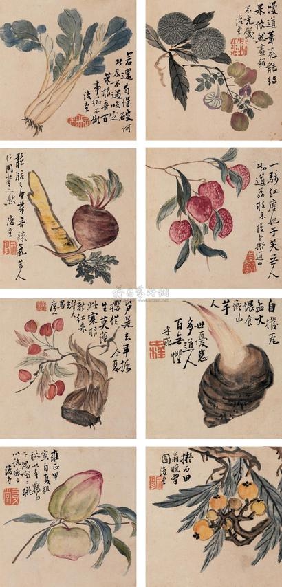李鱓 雍正甲寅（1734年）作 花果册 册页 （八开）