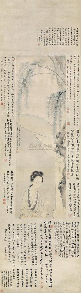 周笠 辛未（1811年）作 络纬仕女 立轴