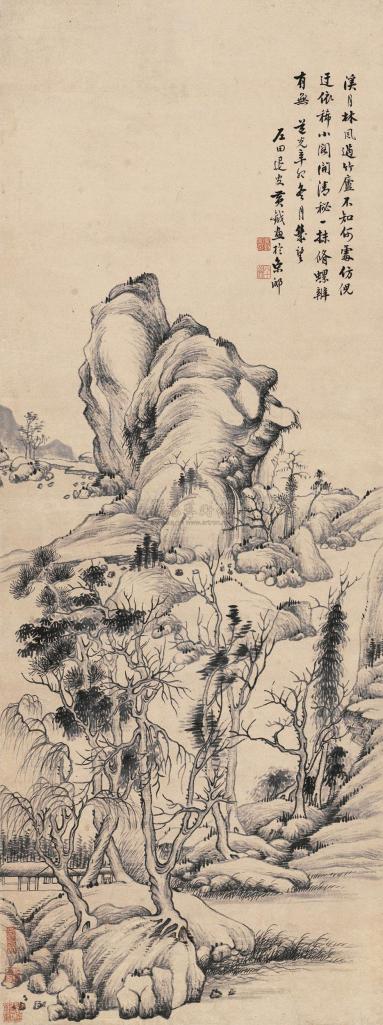 黄钺 道光辛卯（1831年）作 溪林竹庐 立轴