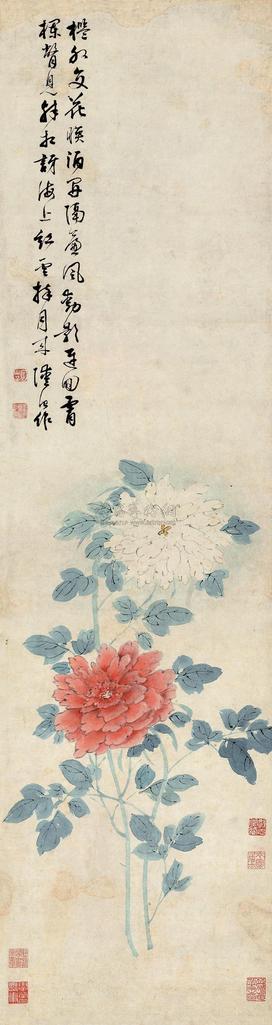 陆治 牡丹 立轴