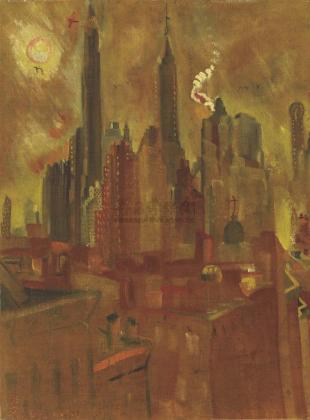 朱沅芷 1932年作 工业之轮在纽约草图