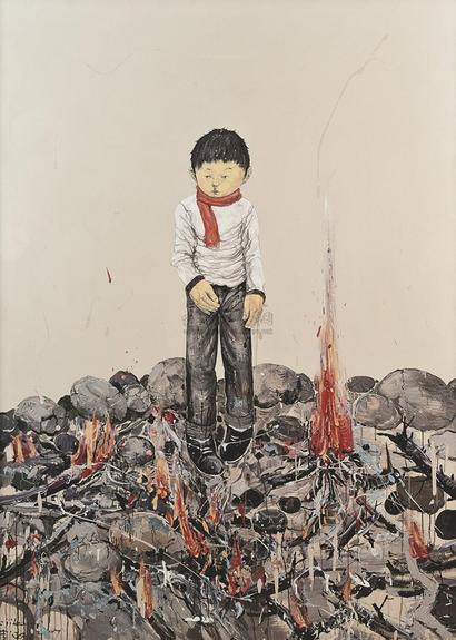 李继开 2007年作 石头与火堆压克力