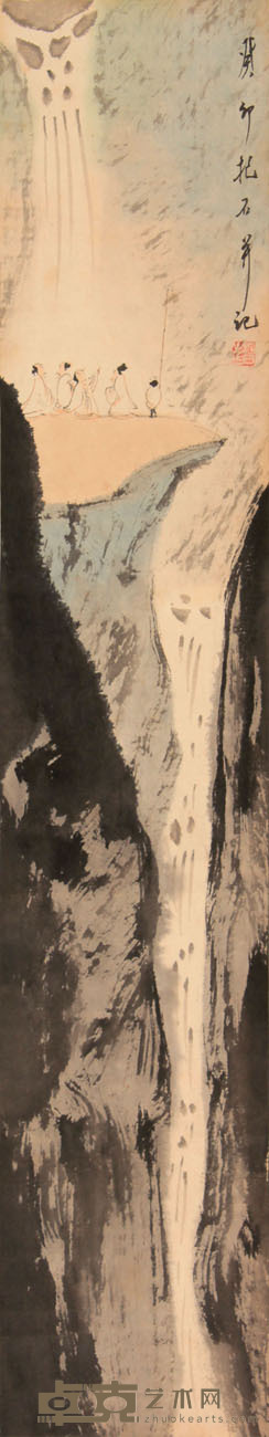 山水人物立轴 62×12