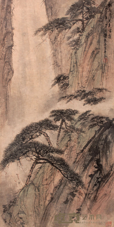 山水人物立轴 89×45