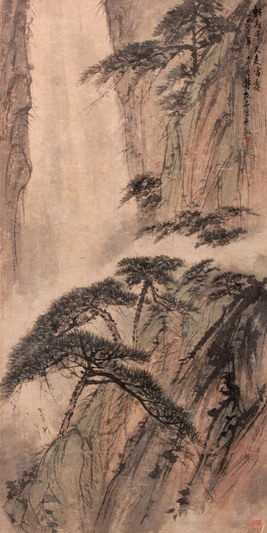山水人物立轴