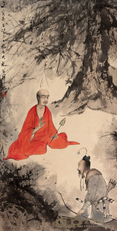 山水人物立轴 64×33