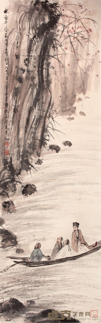 山水人物立轴 107×33