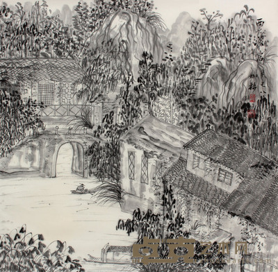 山水立轴 68×69