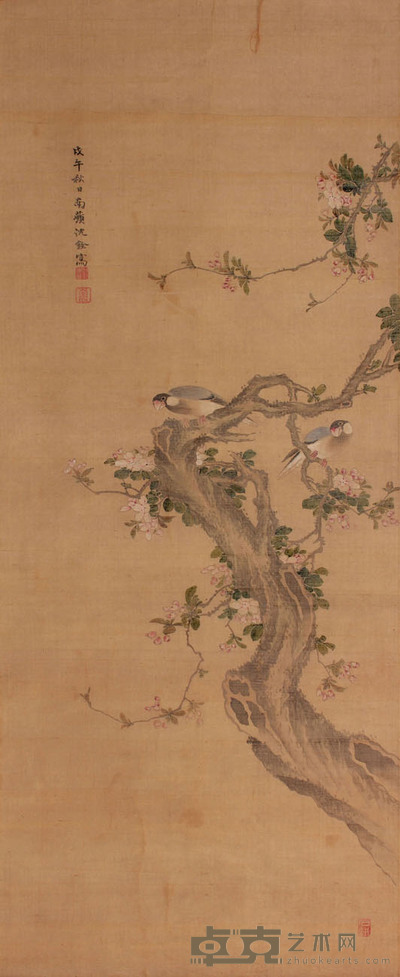 花鸟立轴 108×44