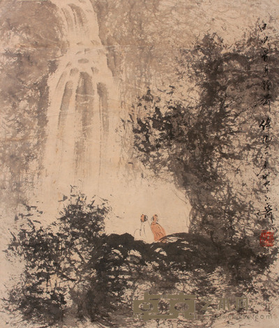 山水人物镜片 35×30