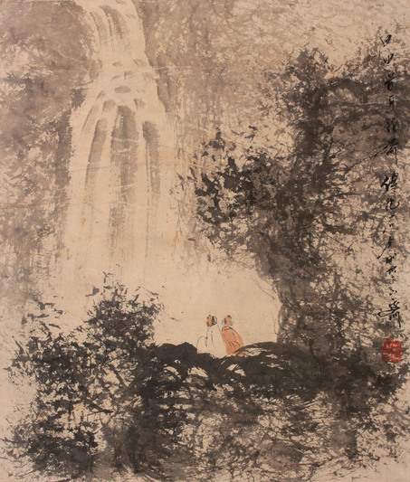 山水人物镜片
