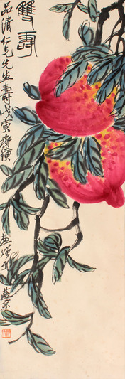 双寿图立轴