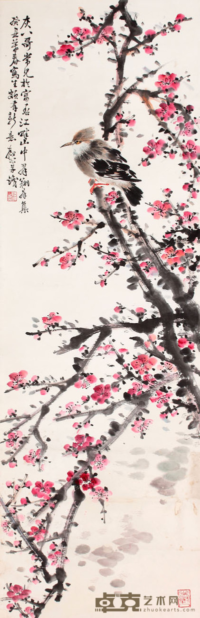 花鸟立轴 117×38