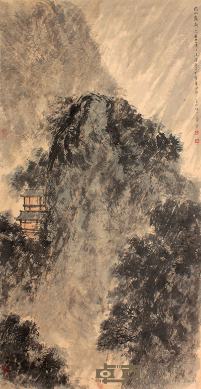 山水人物镜片 132×67