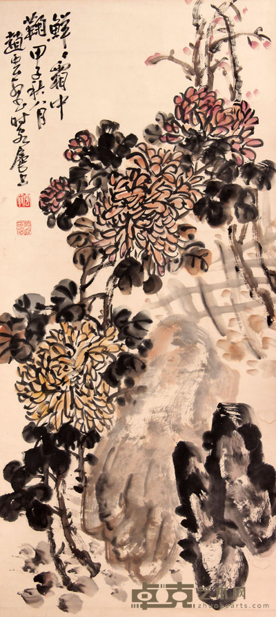 花卉立轴 90×40