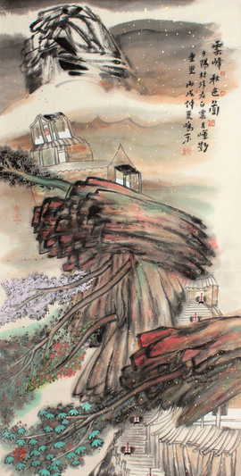 云峰秋色图镜片