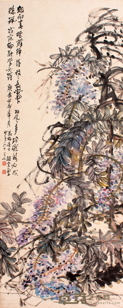 花卉立轴 136×55