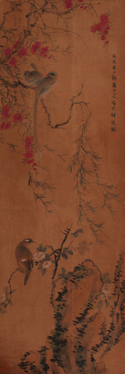 花鸟立轴