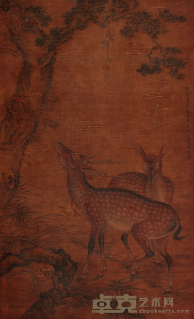 双鹿图立轴 133×82