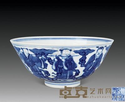 清乾隆 青花八仙人物碗 直径15.4cm