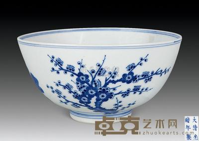 清光绪 青花松竹梅纹碗 直径17.3cm